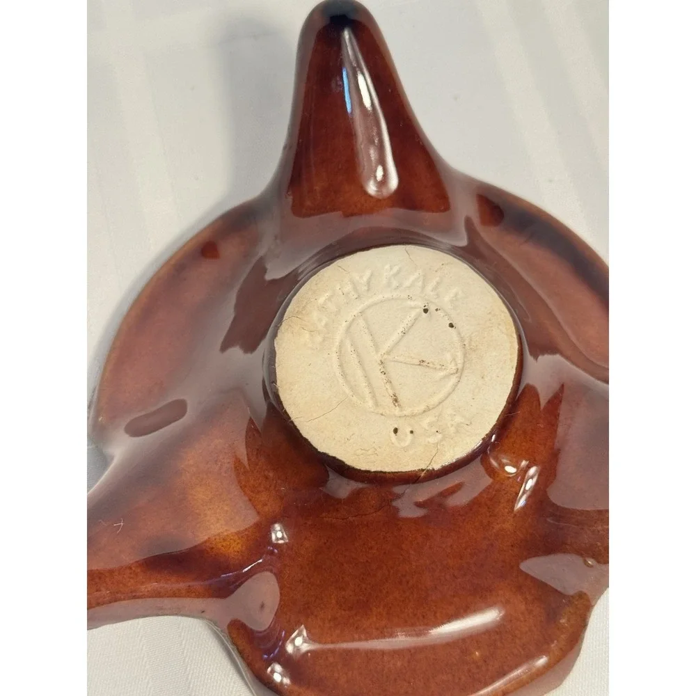 Vintage Kathy Kale USA Brown Glaze Pottery‎ Candle Warner/ Tea Light 1960's
